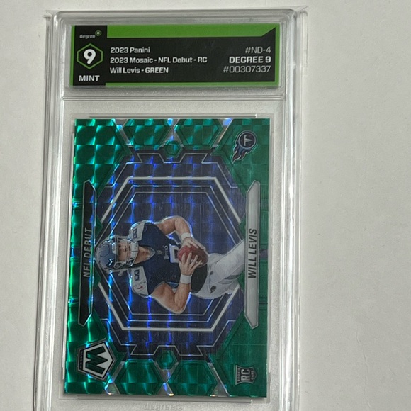 Will Levis QB 2023 Mosaic NFL Debut Green Prizm Degree Graded 9 RC Tennessee NFL - Picture 1 of 3